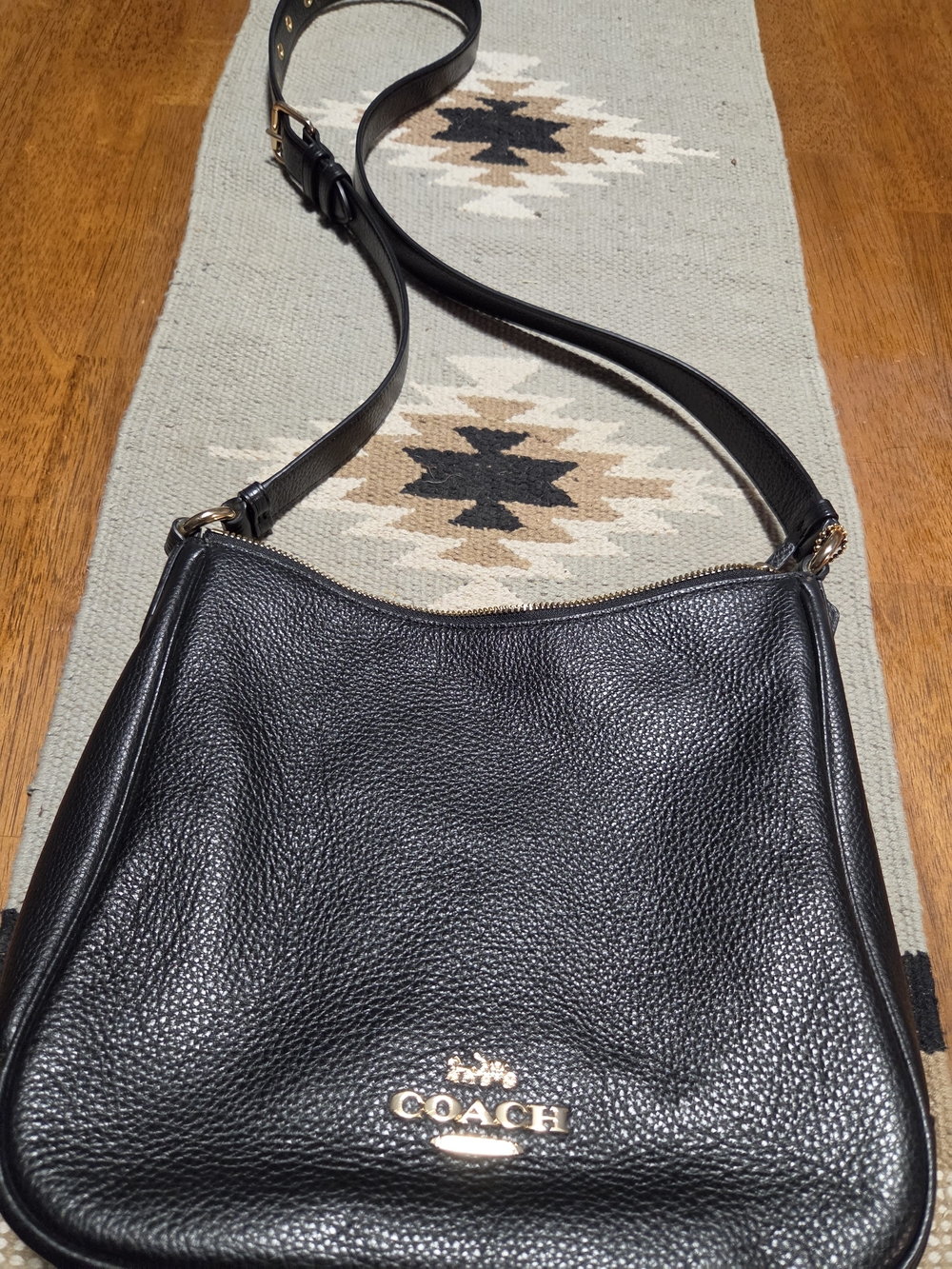 COACH Black Pebbled Leather Crossbody Bag